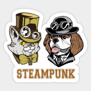 Steampunk Cat & Dog Sticker